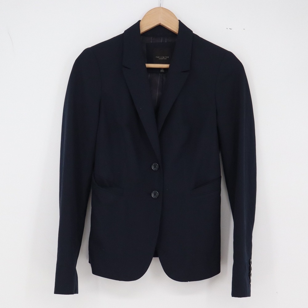 The Limited Blazer Women 00 Collection Navy Blue Stretch Two-Button Excellent
